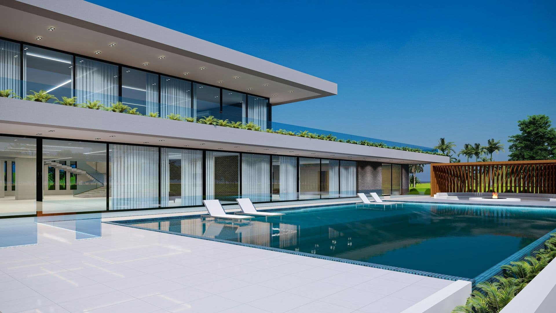 Poolterrasse an der Rückseite der Villa